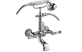 Wall-mounted bath & shower mixer with hand shower set (ceramic handle)