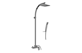 Wall-mounted shower system with handshower and showerhead