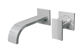 Wall-mounted basin mixer with 19cm spout - exposed parts