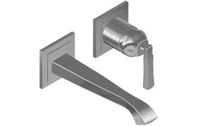 Wall-mounted basin mixer with 19 cm spout - exposed parts