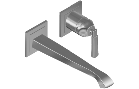 Wall-mounted basin mixer with 23,5cm spout - exposed parts