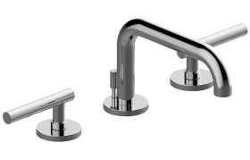 Three-hole washbasin mixer with manual pop-up waste