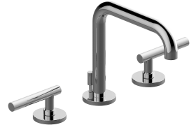 Three-hole washbasin mixer with manual pop-up waste