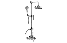 Thermostatic wall-mounted shower system with handshower and showerhead