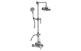 Thermostatic wall-mounted shower system with handshower and showerhead