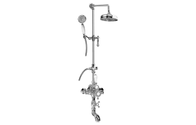 Thermostatic wall-mounted shower system with bathtub spout, handshower and showerhead