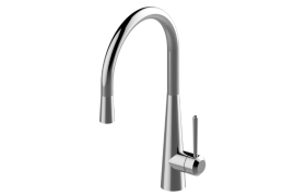 Conical Kitchen Mixer with dual-function spray/stream pulldown sprayhead