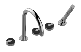 Deck-mounted bathtub mixer with hand shower set