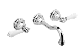 Wall-mounted basin mixer with 19cm spout - exposed parts