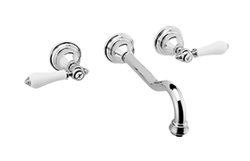 Wall-mounted basin mixer with 24cm spout - exposed parts