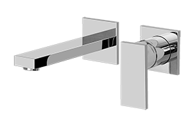 Wall-mounted basin mixer with 19cm spout - exposed parts